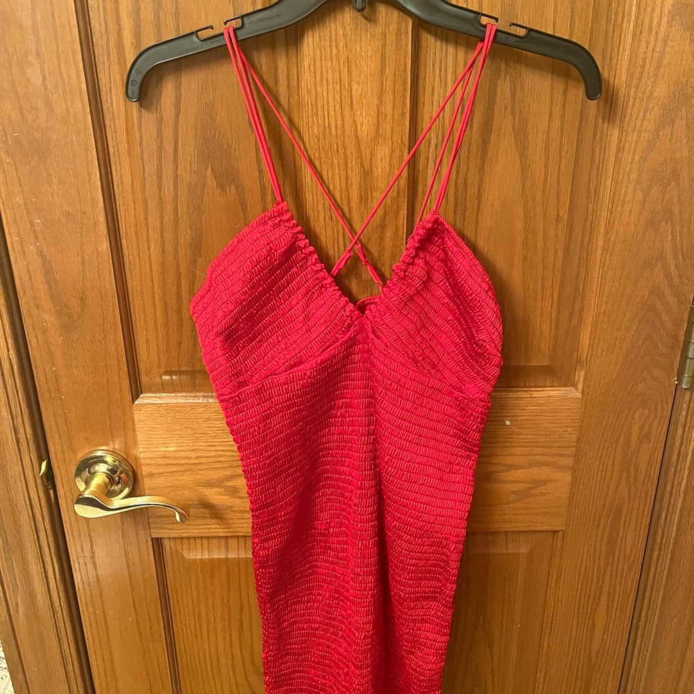 Free people red scrunchie dress
